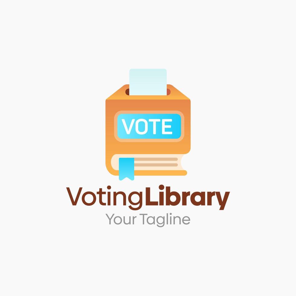 A voting library logo with a box and a ballot vector