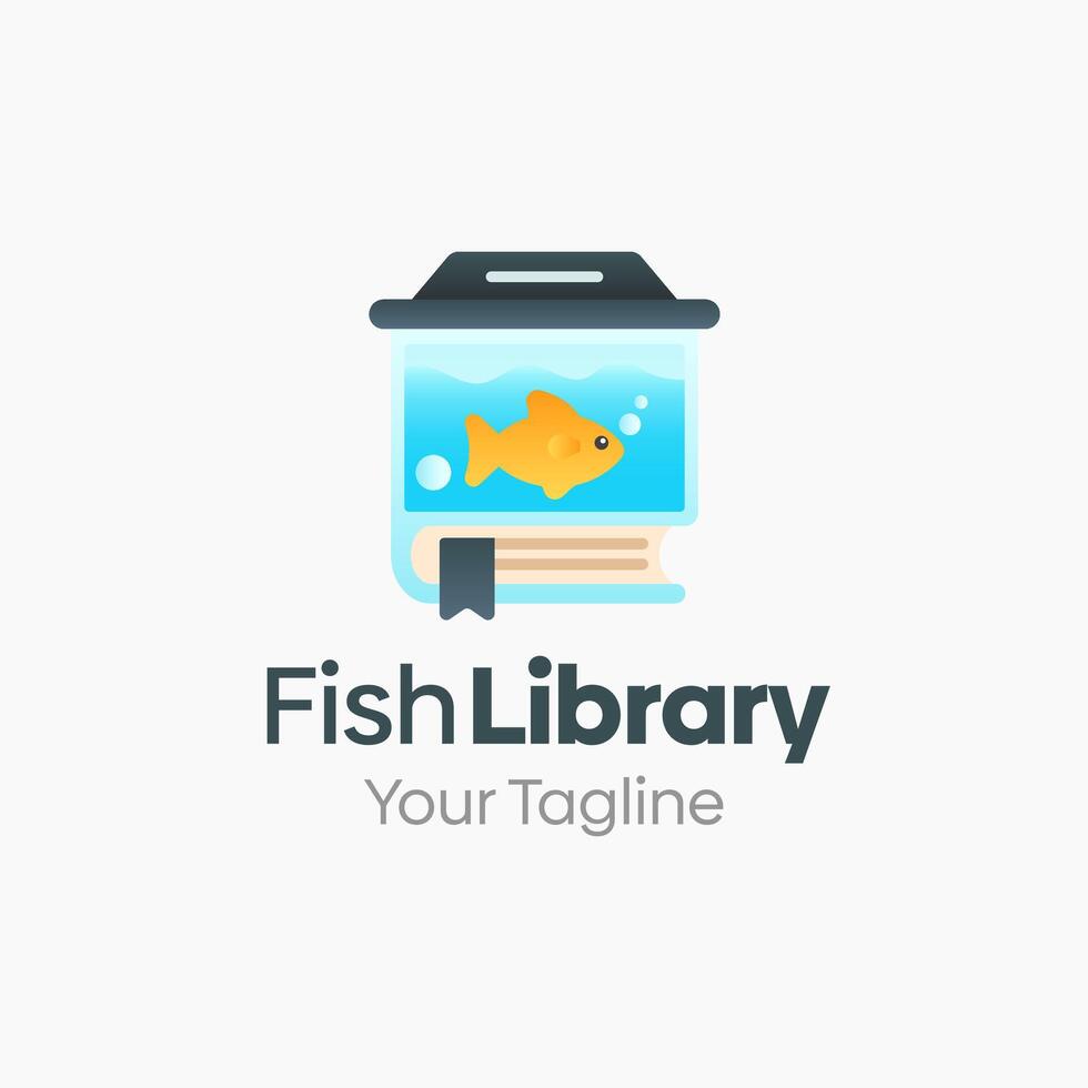 Fish library logo design vector