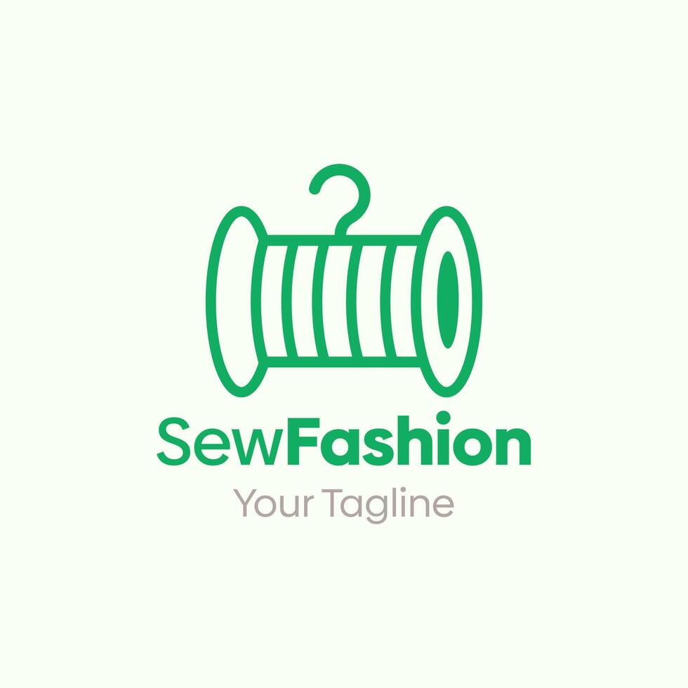 Sew fashion logo design vector