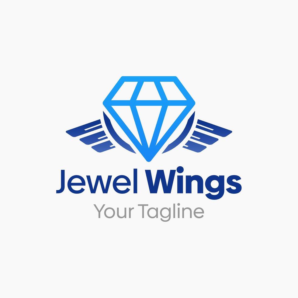 Jewel wings logo design vector