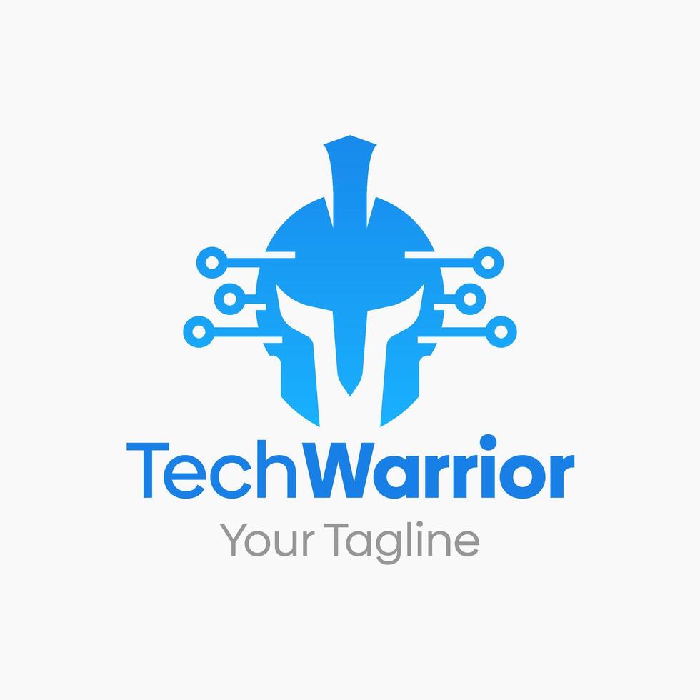 Tech warrior logo design vector