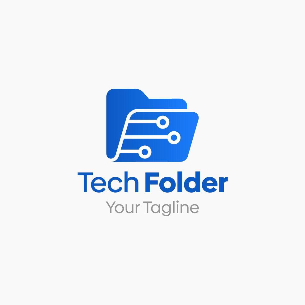 Tech folder logo design vector