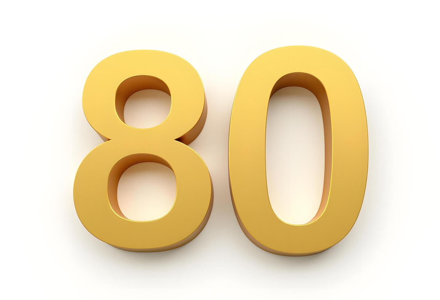 The number 80 is shown in gold on a white background photo