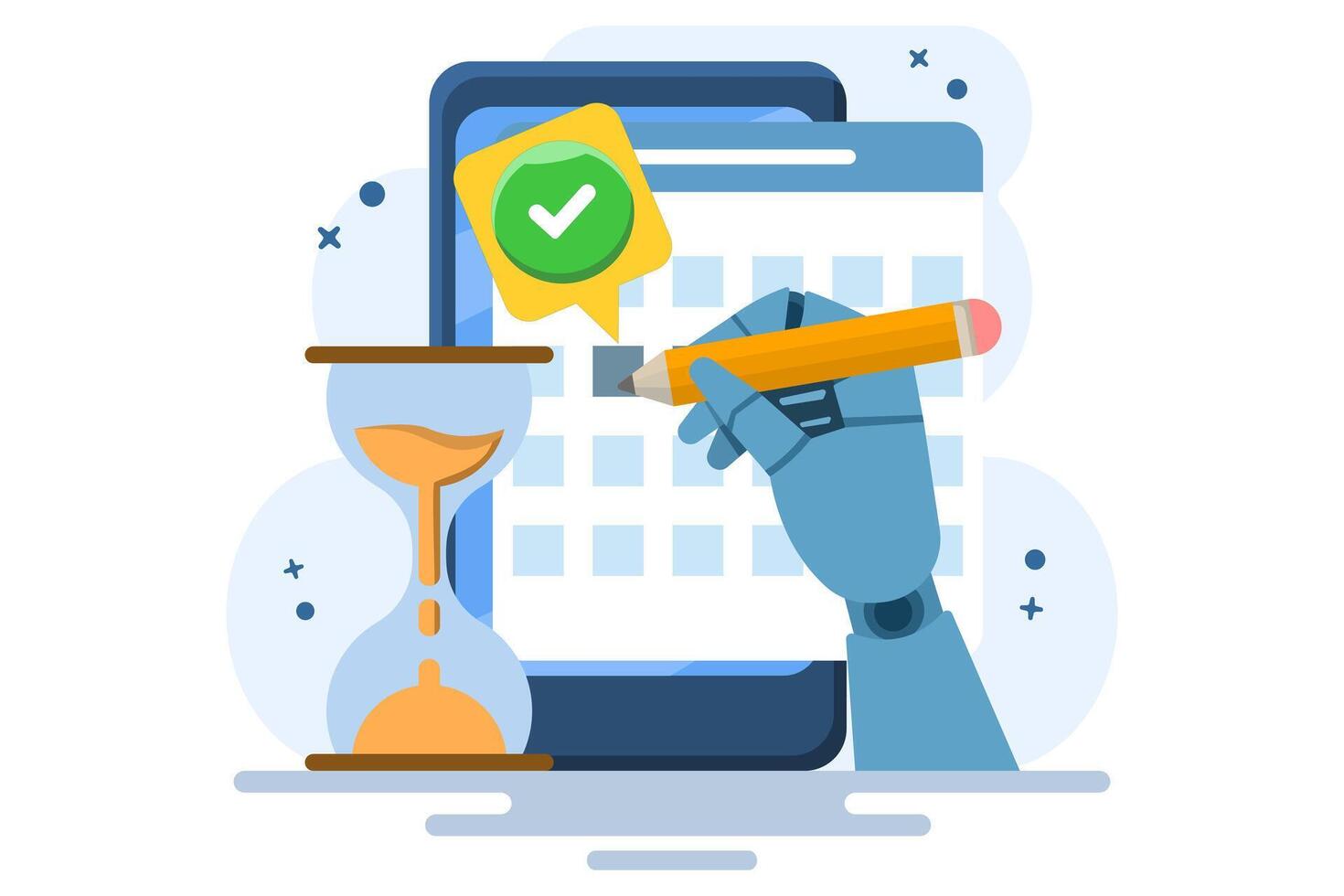 Schedule planning concept. Flat illustration banner. Job tasks, checklist filling, schedule making. To-do list. Business and organization concept. Flat illustration on background. vector