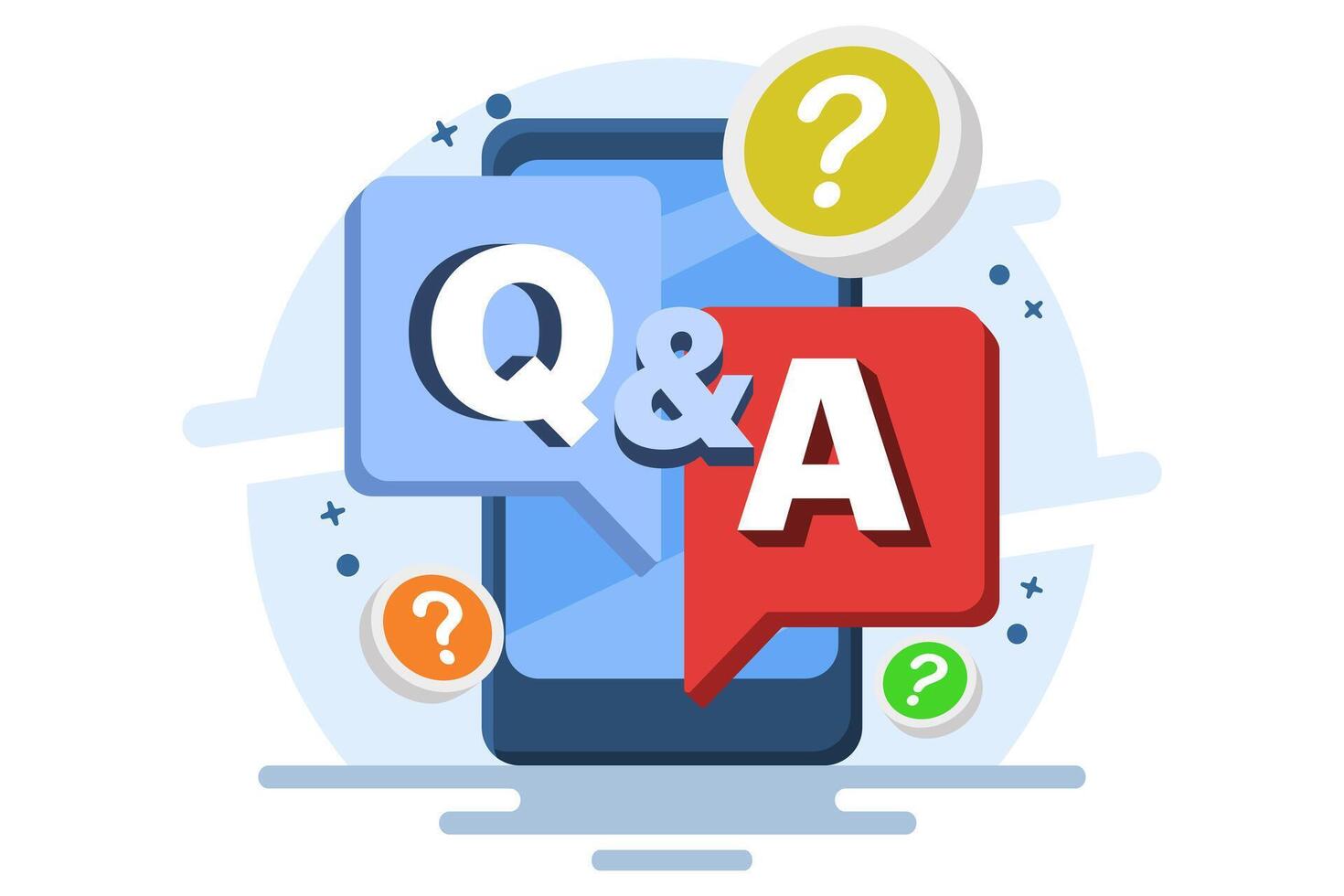 Question and Answer concept as a request for advice and support. questions and answers, Frequently Asked Questions, FAQ, QA. explanation of customer feedback and information Q A. illustration. vector