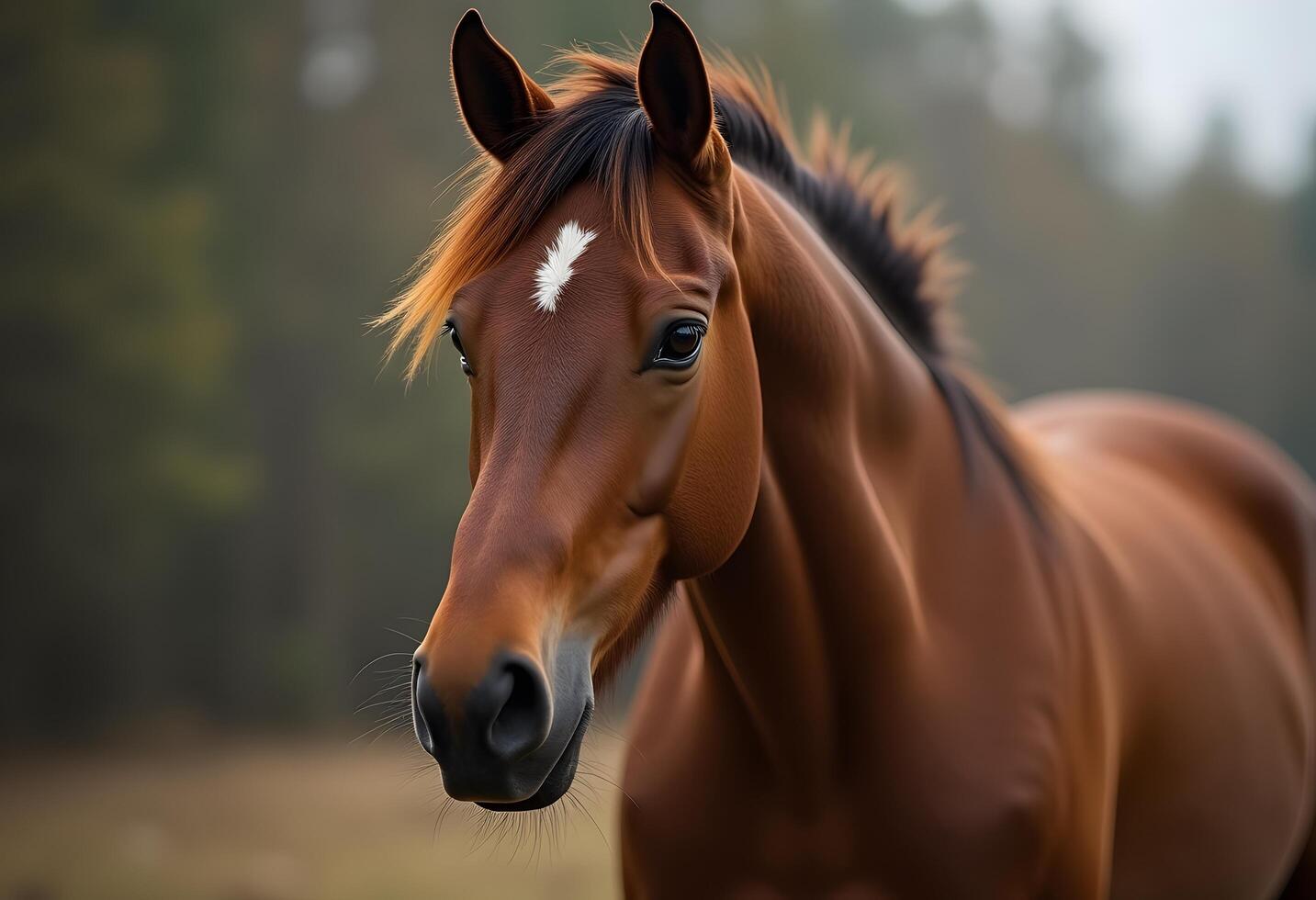 A close up of a horse in the field photo