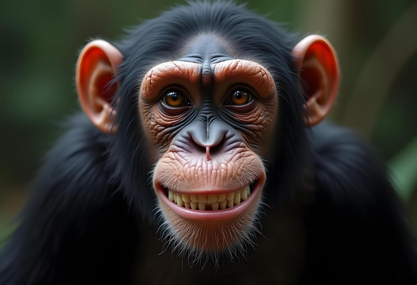 Smiling Chimpanzee Portrait photo