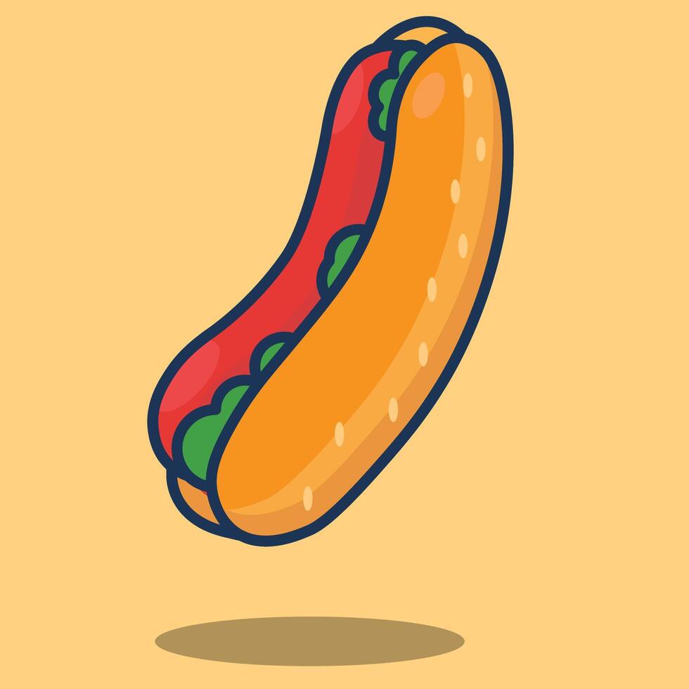 a hot, freshly grilled hotdog vector