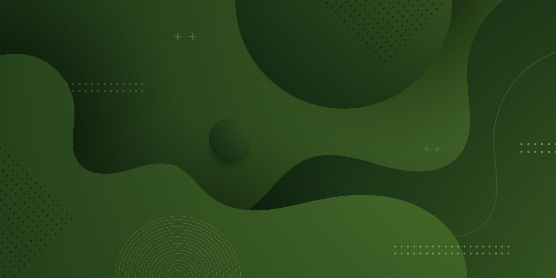 Dark green wave background with simple shape and lines pattern. Simple wave green design. Modern geometric shapes concept. vector