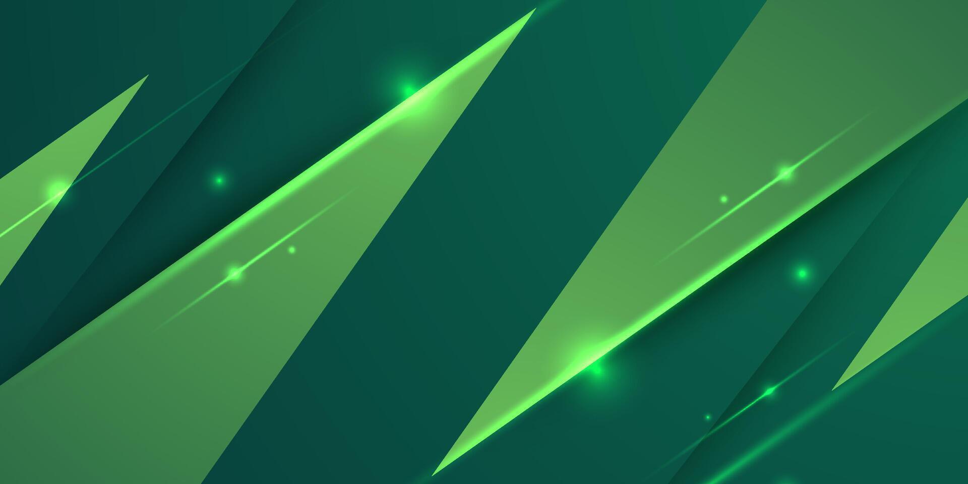 Abstract dark green overlap background with triangle papercut with lights pattern. Green background with shadow design. vector