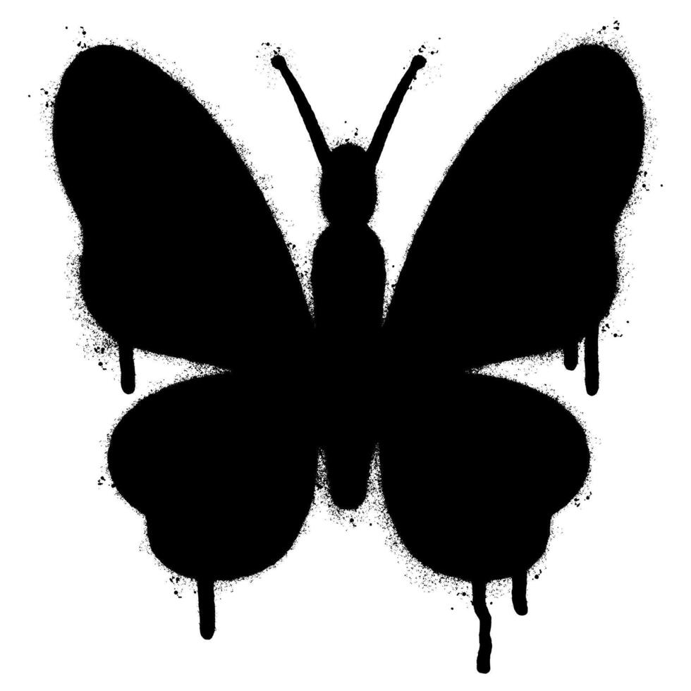 Spray Painted Graffiti butterfly icon Sprayed isolated with a white background. vector