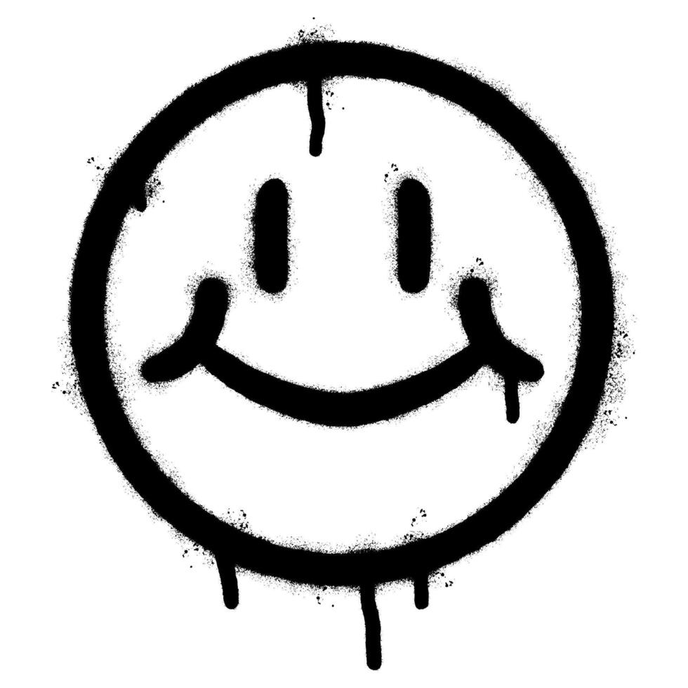 Spray Painted Graffiti smiling face emoticon isolated on white background. vector
