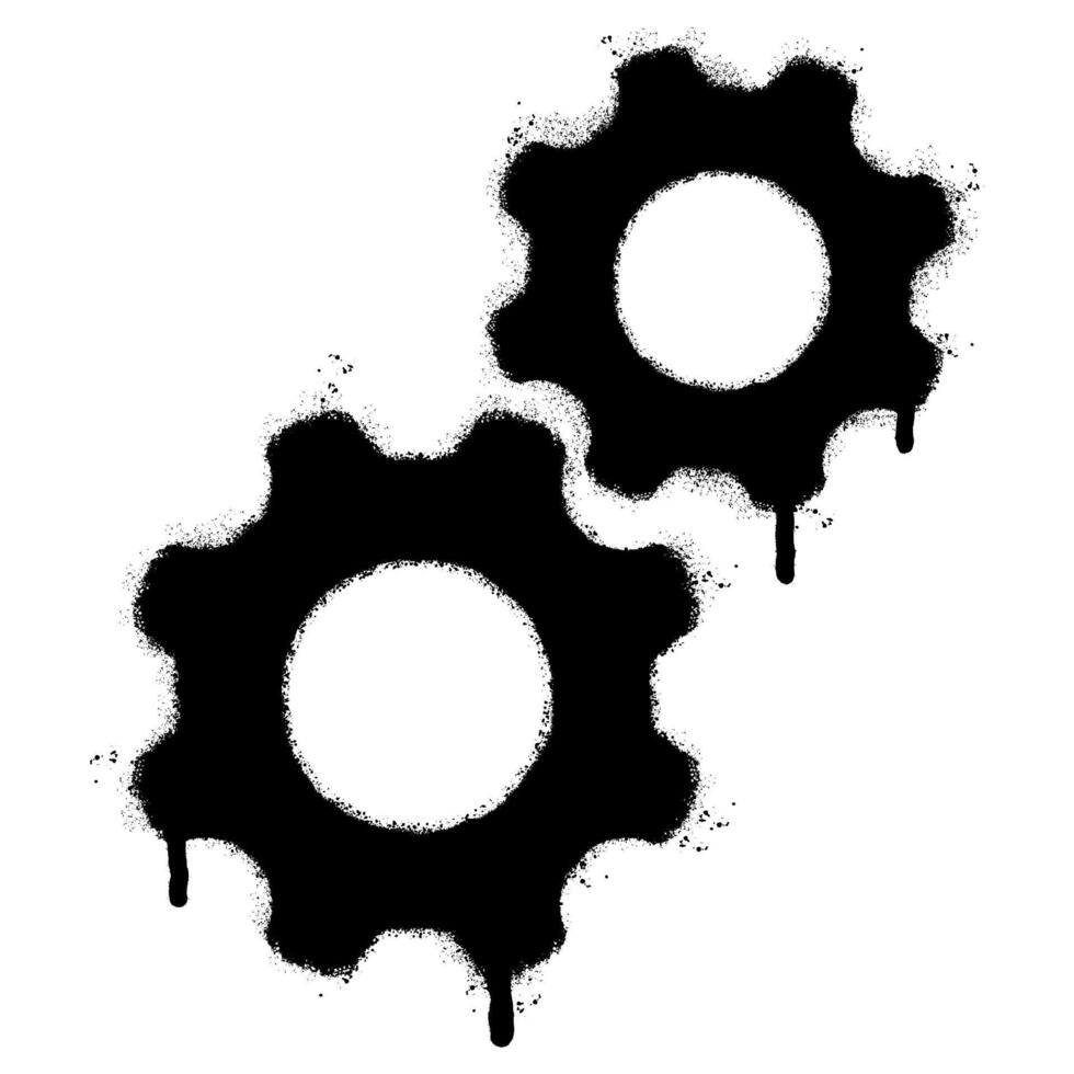 Spray Painted Graffiti Gear icon Sprayed isolated with a white background. vector