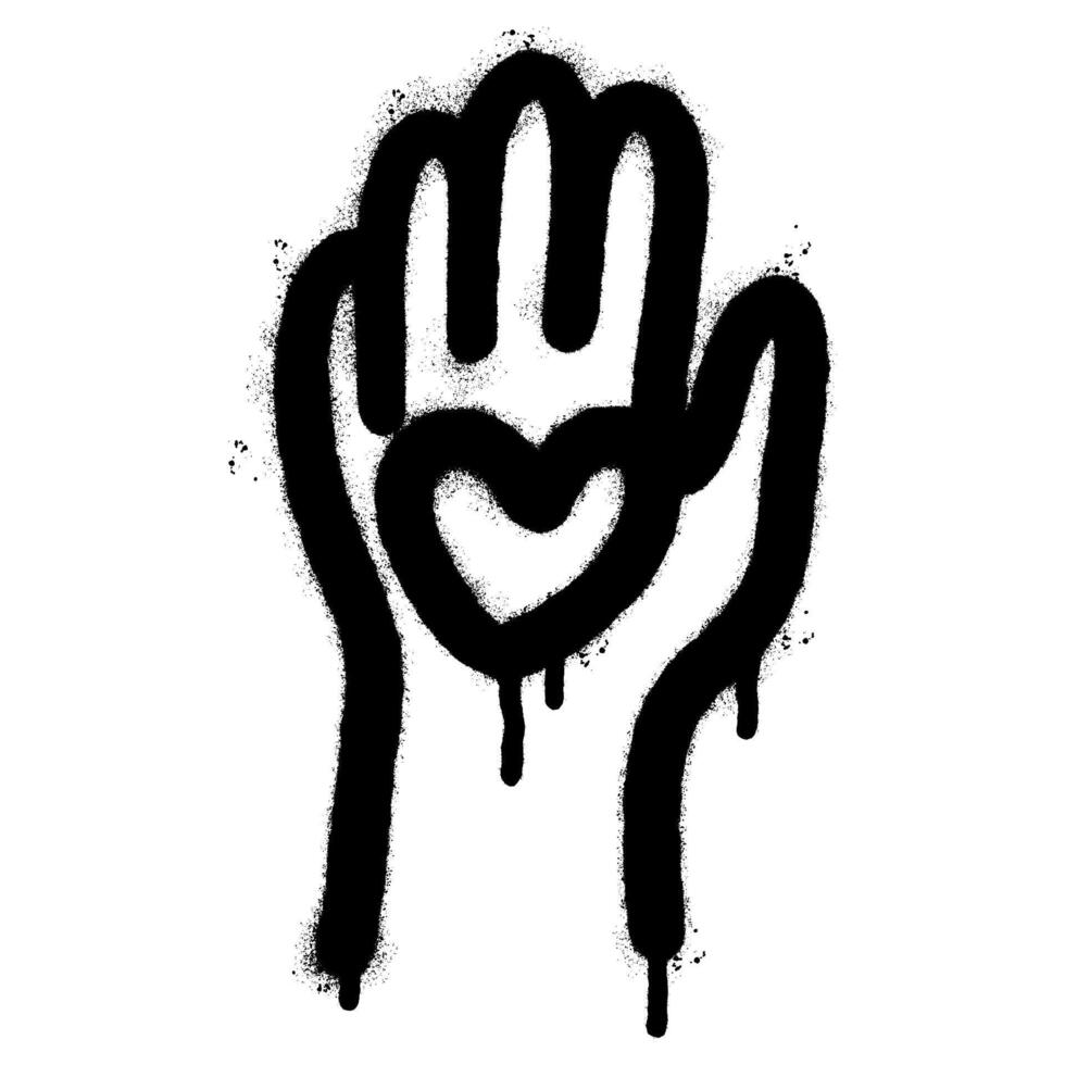 Spray Painted Graffiti Hand with love icon icon Sprayed isolated with a white background. vector