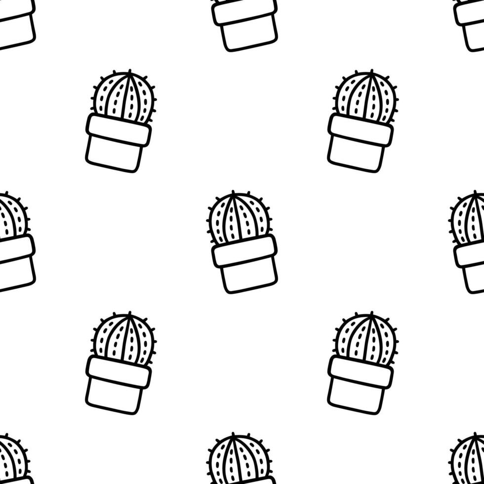 Seamless patterns of Cactus outline cartoon doodle, . vector