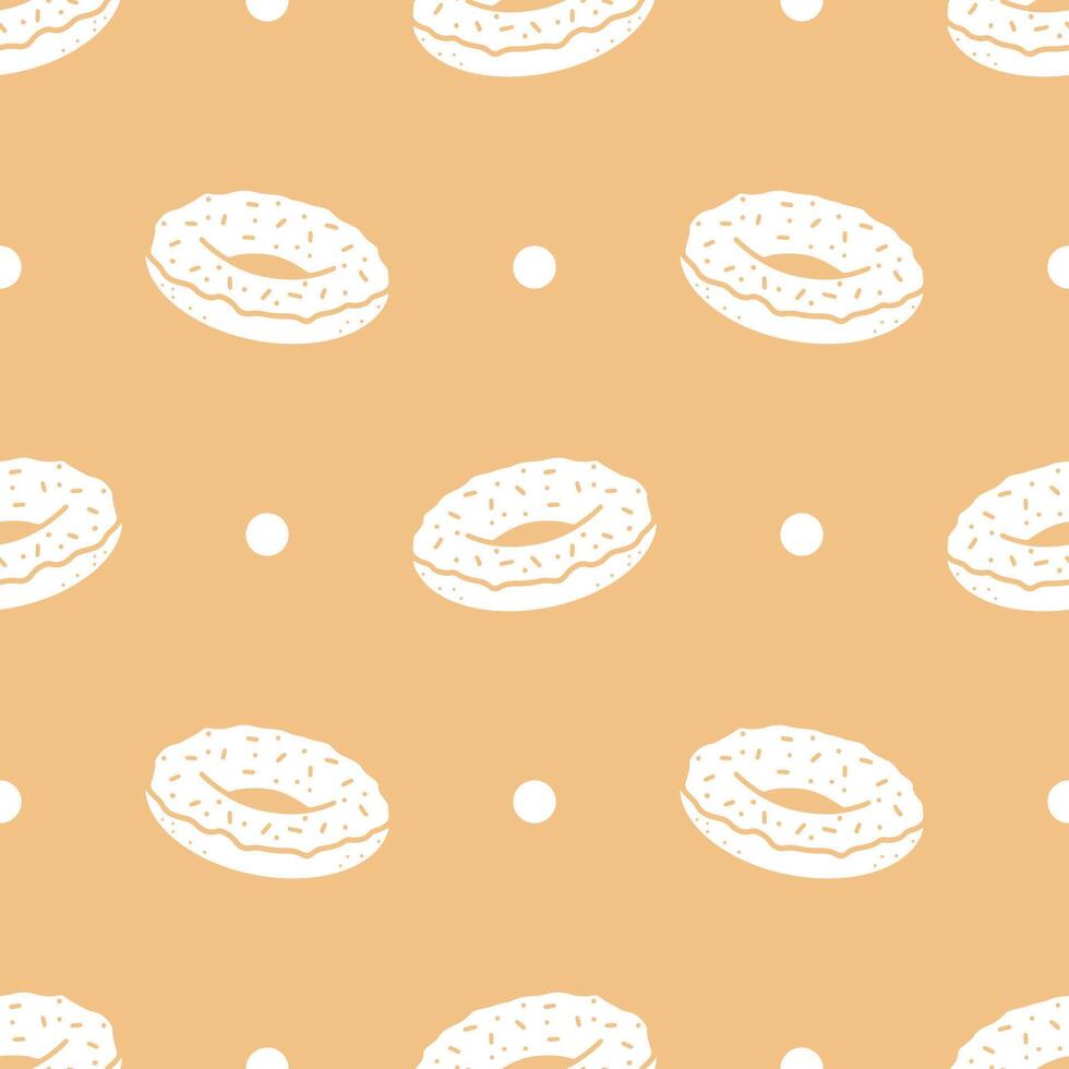 White Donut cartoon hand drawn seamless patterns. vector