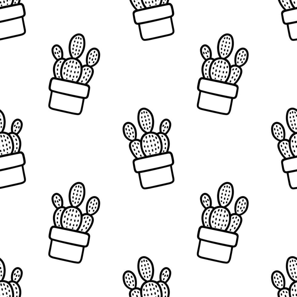 Seamless patterns of Cactus outline cartoon doodle, . vector