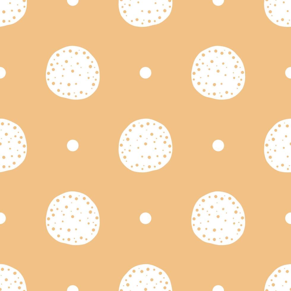 White ball shape bread cartoon hand drawn seamless patterns. vector
