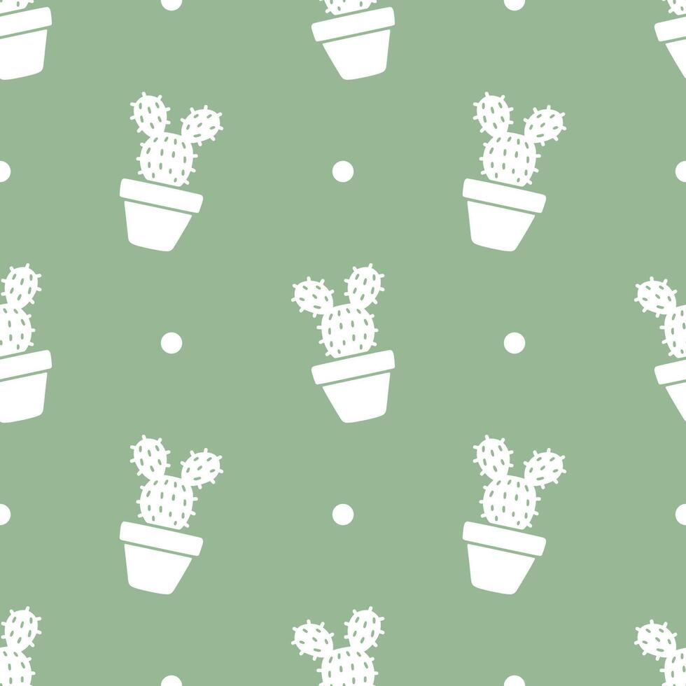 Seamless patterns of Cactus cartoon doodle on green background, . vector