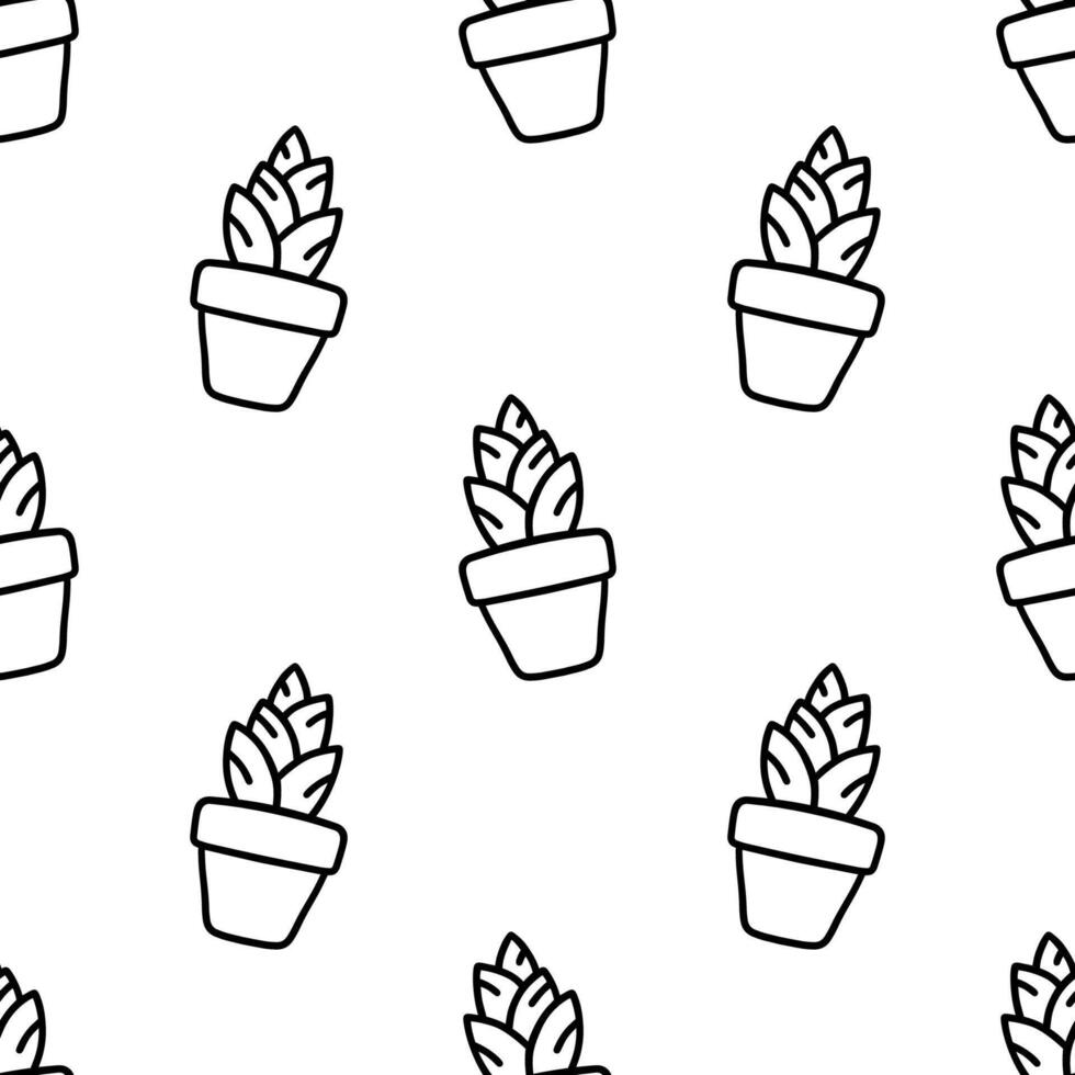 Seamless patterns of Cactus outline cartoon doodle, . vector
