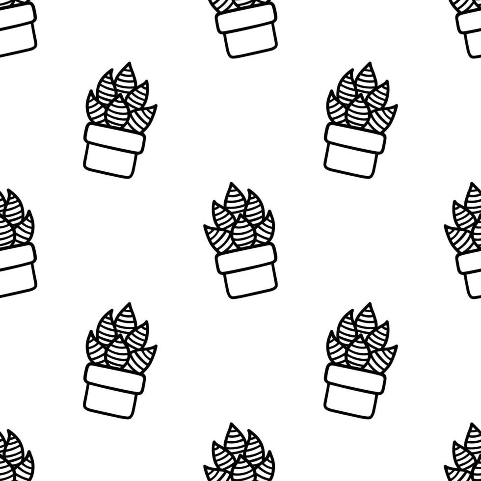 Seamless patterns of Cactus outline cartoon doodle, . vector
