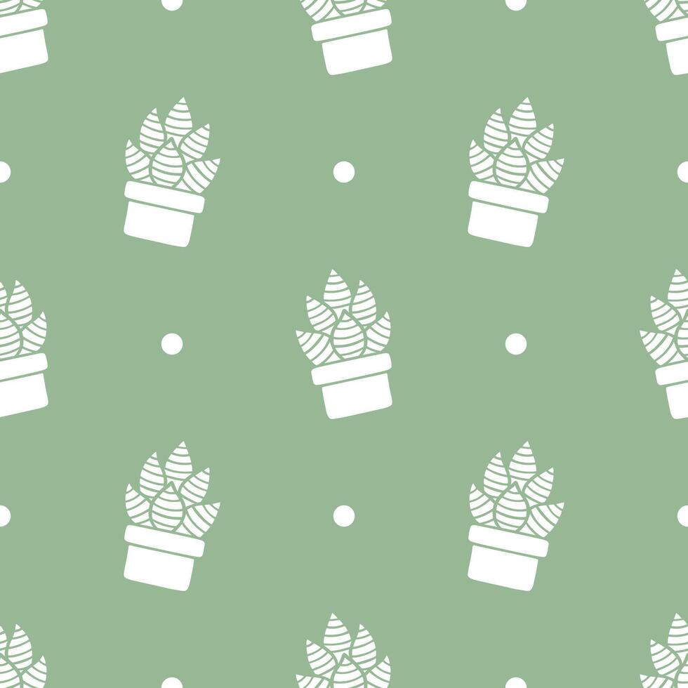 Seamless patterns of Cactus cartoon doodle on green background, . vector