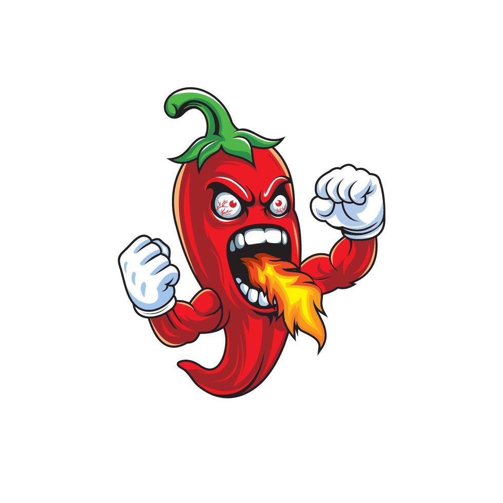 MASCOT CARTOON CHILI HOT FIRE... vector