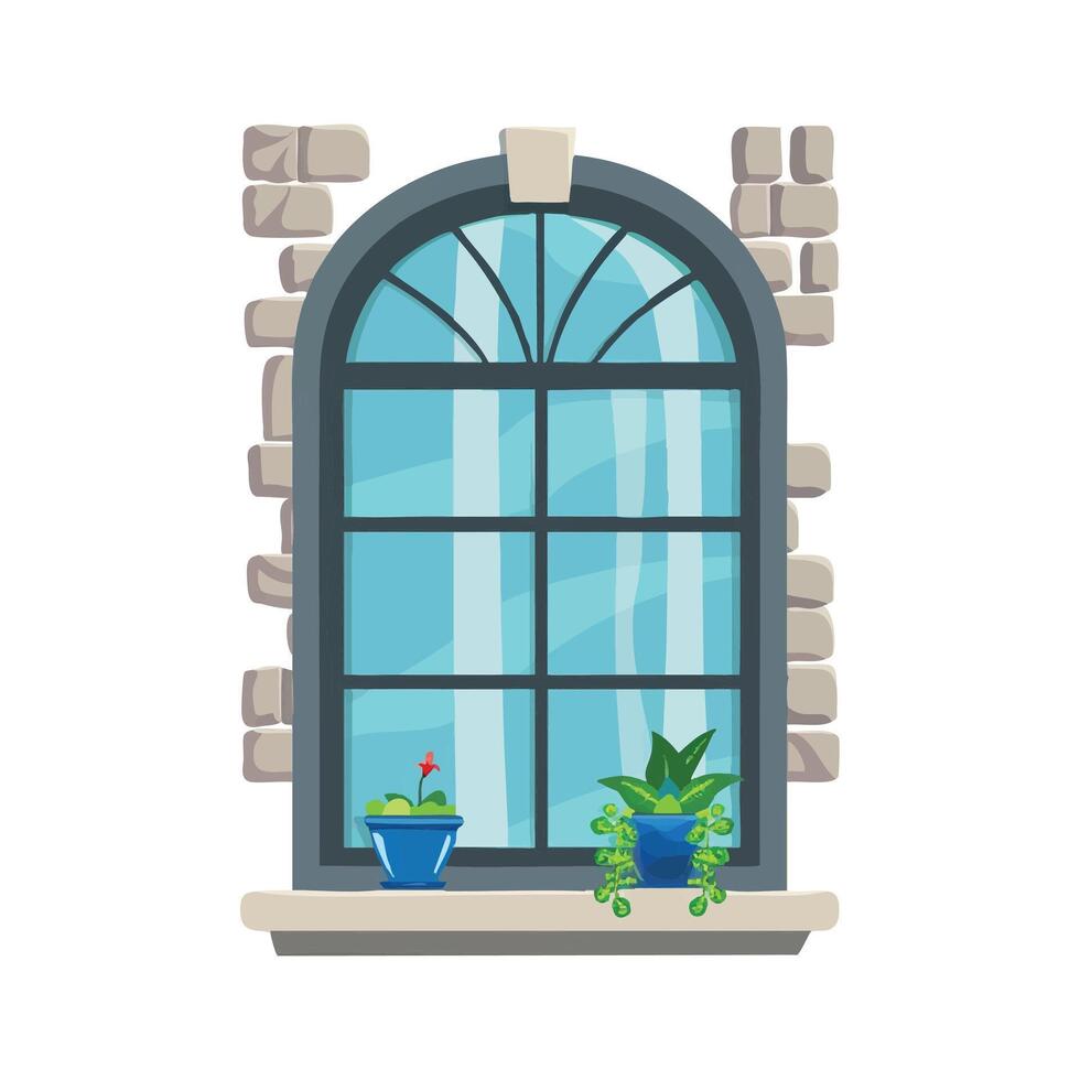 Double blue windows for balcony vector