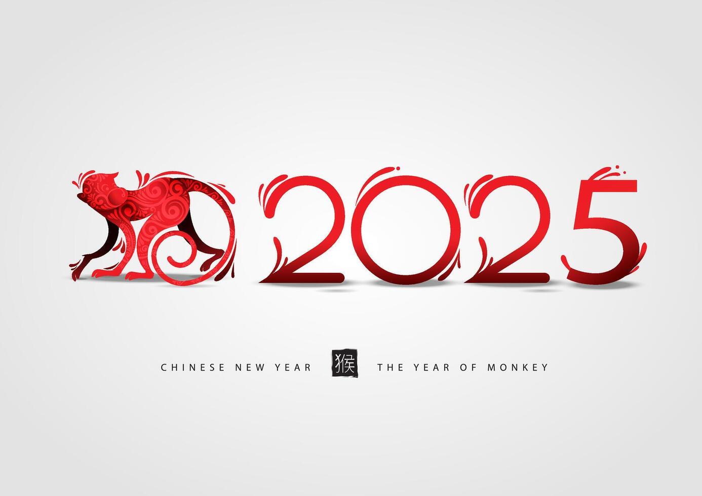 2025 Chinese New Year Card Gradient Lanterns and Zodiac Monkey Design 50464960 Vector Art at