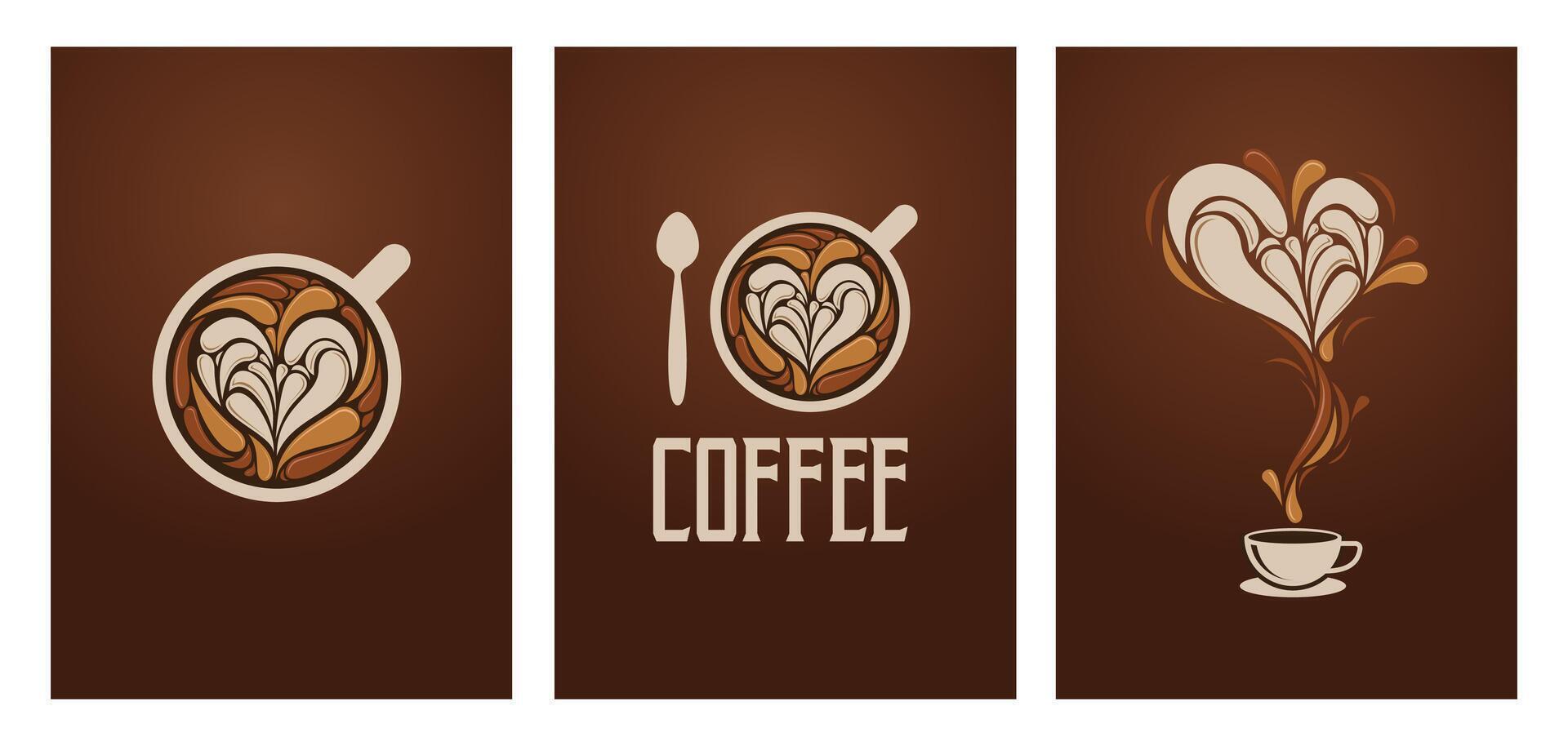 A coffee banner set featuring and showcasing heart shapes and a coffee cup in an appealing layout vector