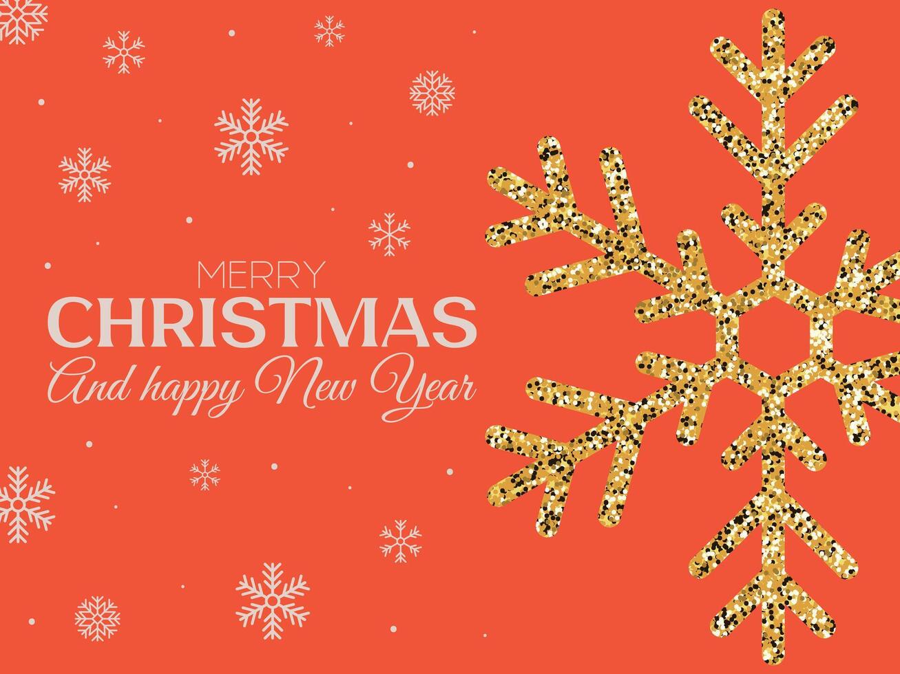 Merry Christmas and Happy New Year greeting card, Modern beautiful Xmas design with typography, snowflakes and glitter, Minimal art banner, poster, cover template vector