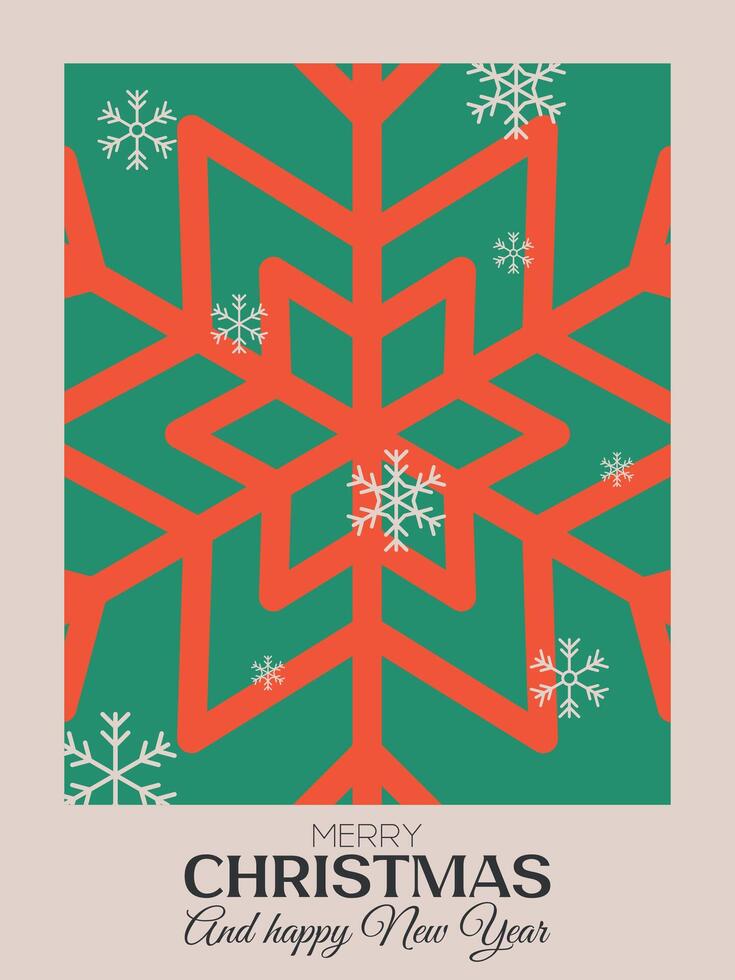 Merry Christmas and Happy New Year greeting card, Modern beautiful Xmas design with typography, snowflake, Minimal art banner, poster, cover template vector