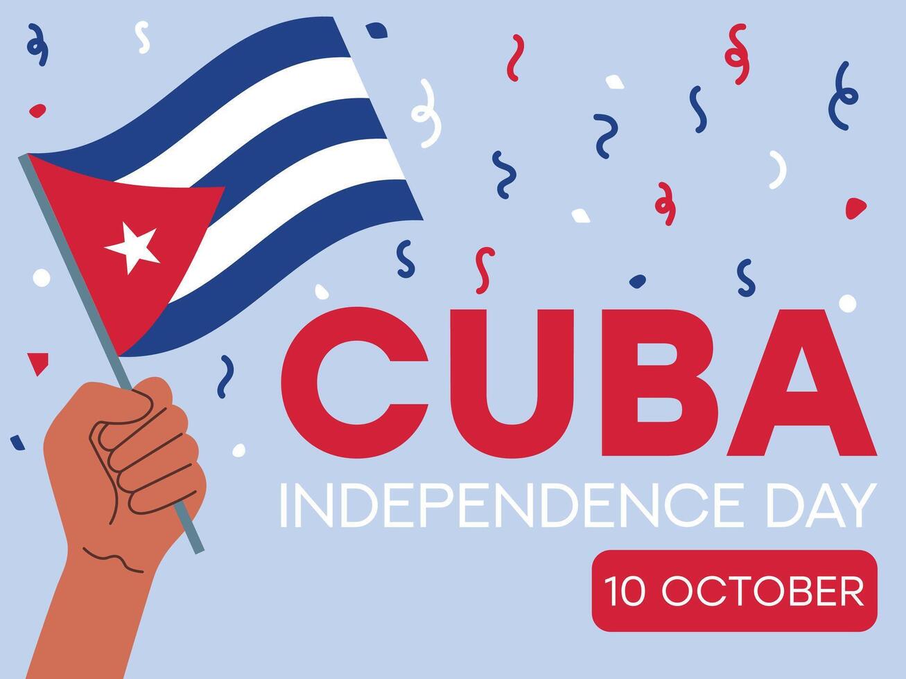 cuba independence day 10 October, cuba flag in hand. Greeting card, poster, banner template vector