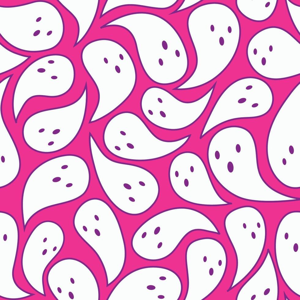 halloween seamless pattern, a collection of flying ghosts on a pink background in a modern style vector