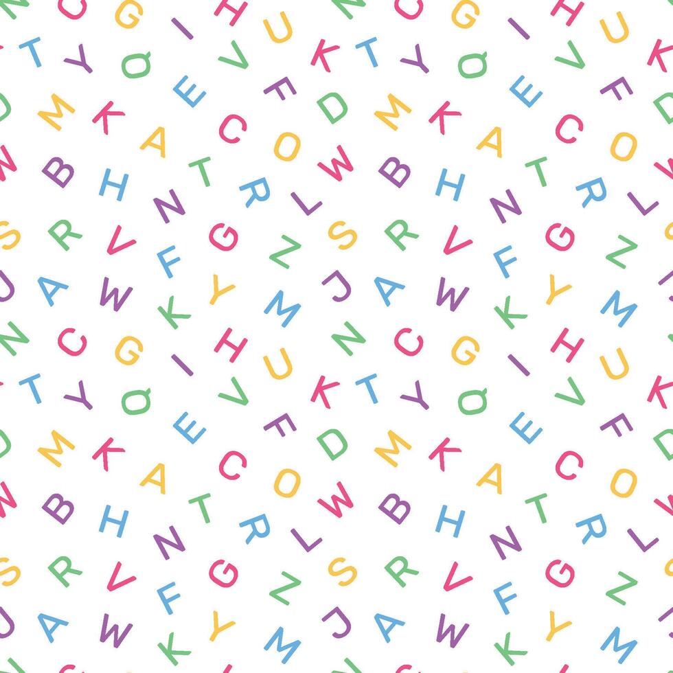 seamless pattern of alphabet letters with a transparent background, suitable for children's pattern design needs, for print, fashion, surfaces, wrapping paper, covers and others vector
