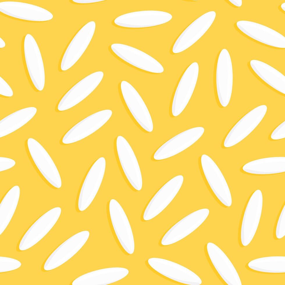 rice repeating seamless pattern on yellow background vector