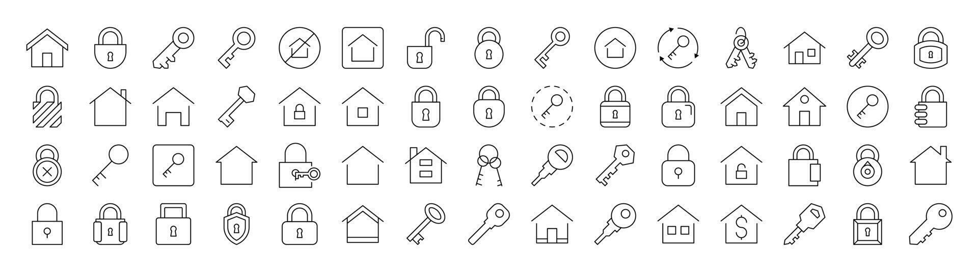 Real Estate Thin Line Icon Set. Editable Stroke. Suitable for Banners, Cards, Social Networks, Apps vector