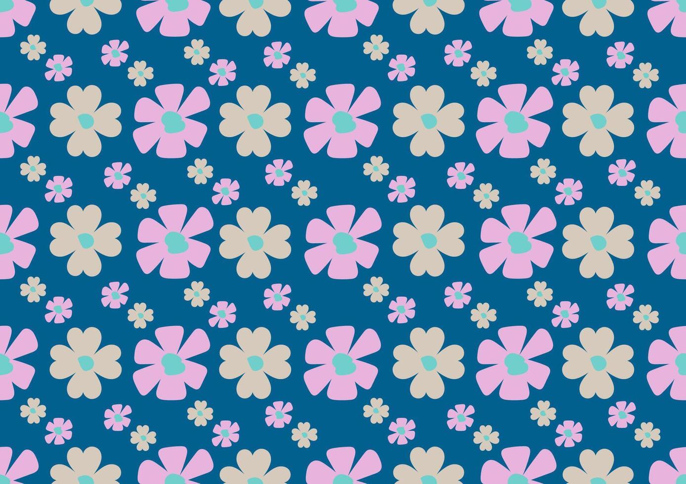 pink and yellow of flower seamless patterns on a blue background. For cards, frames, posters, book covers, textiles, wallpaper, wrapping and fabric. vector