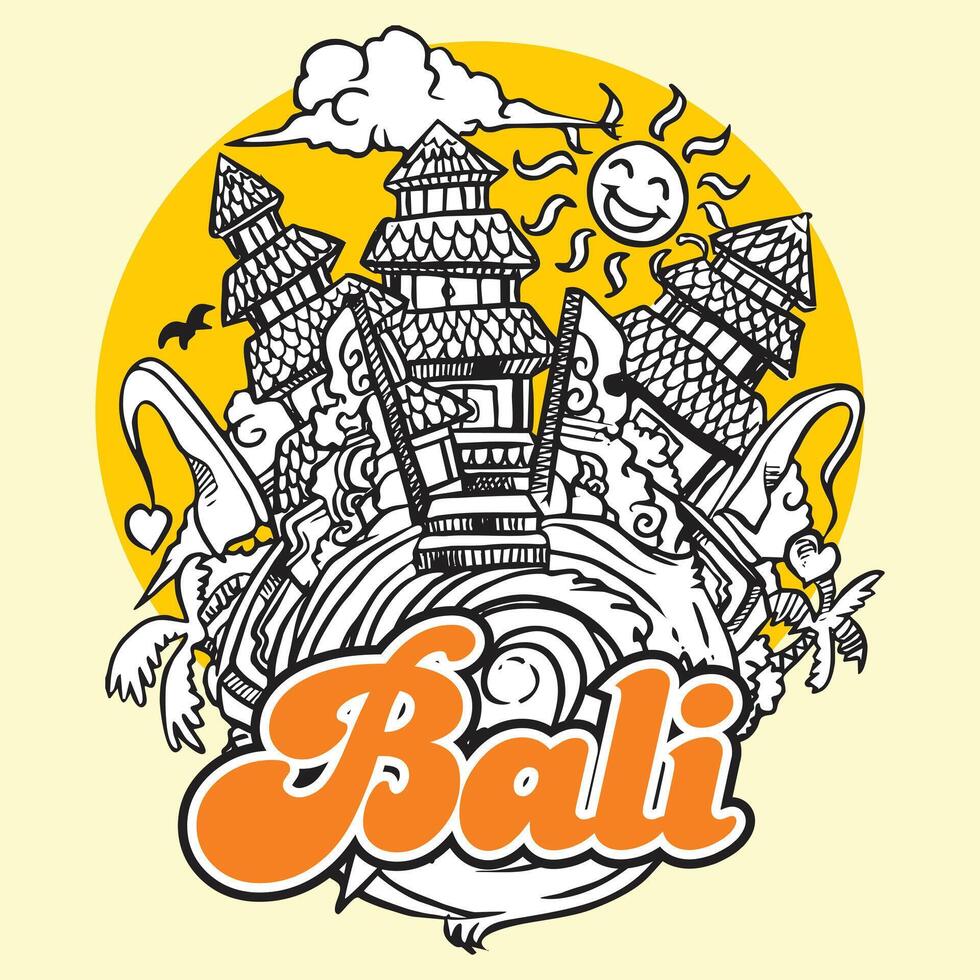 Vintage Retro Pure or Balinese Temple vector