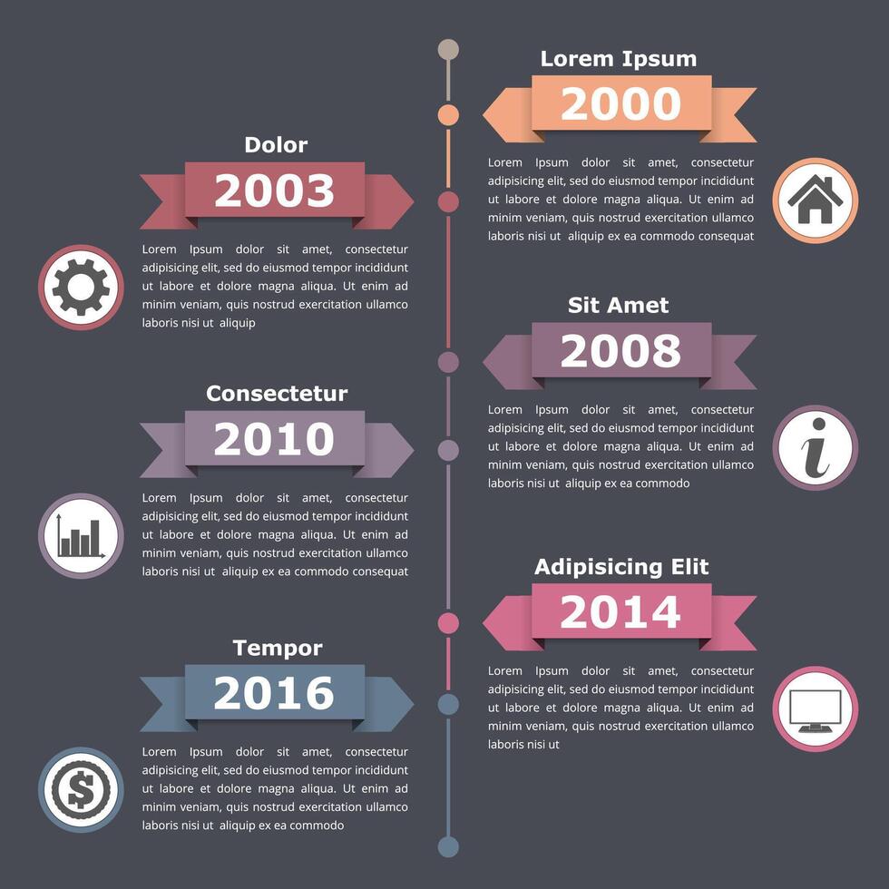 Vertical timeline infographics design template vector
