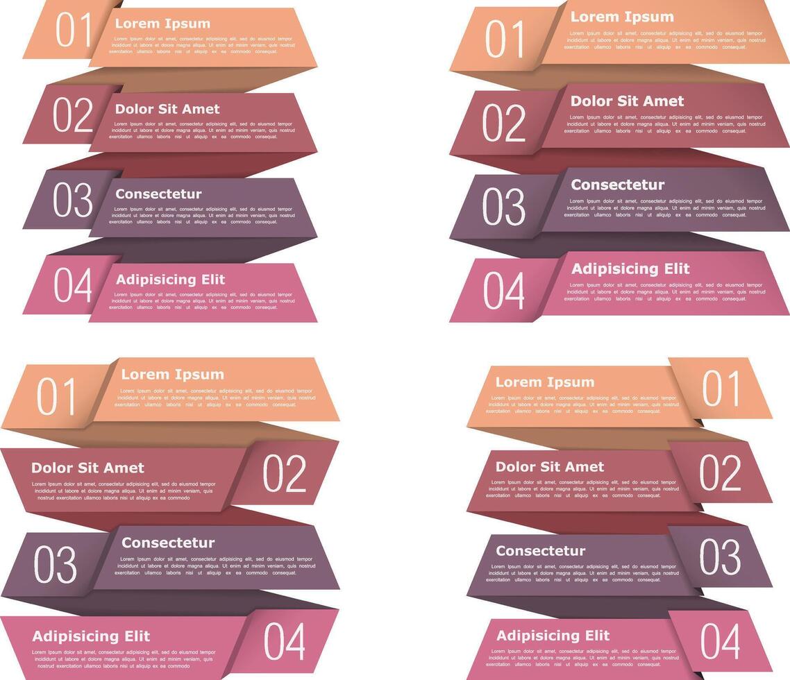 Four steps, infographics templates with four elements and place for your text vector