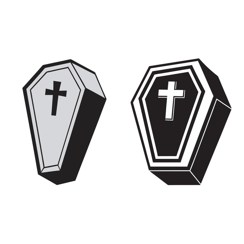 Coffin with Cross Illustration for Halloween Graphics vector