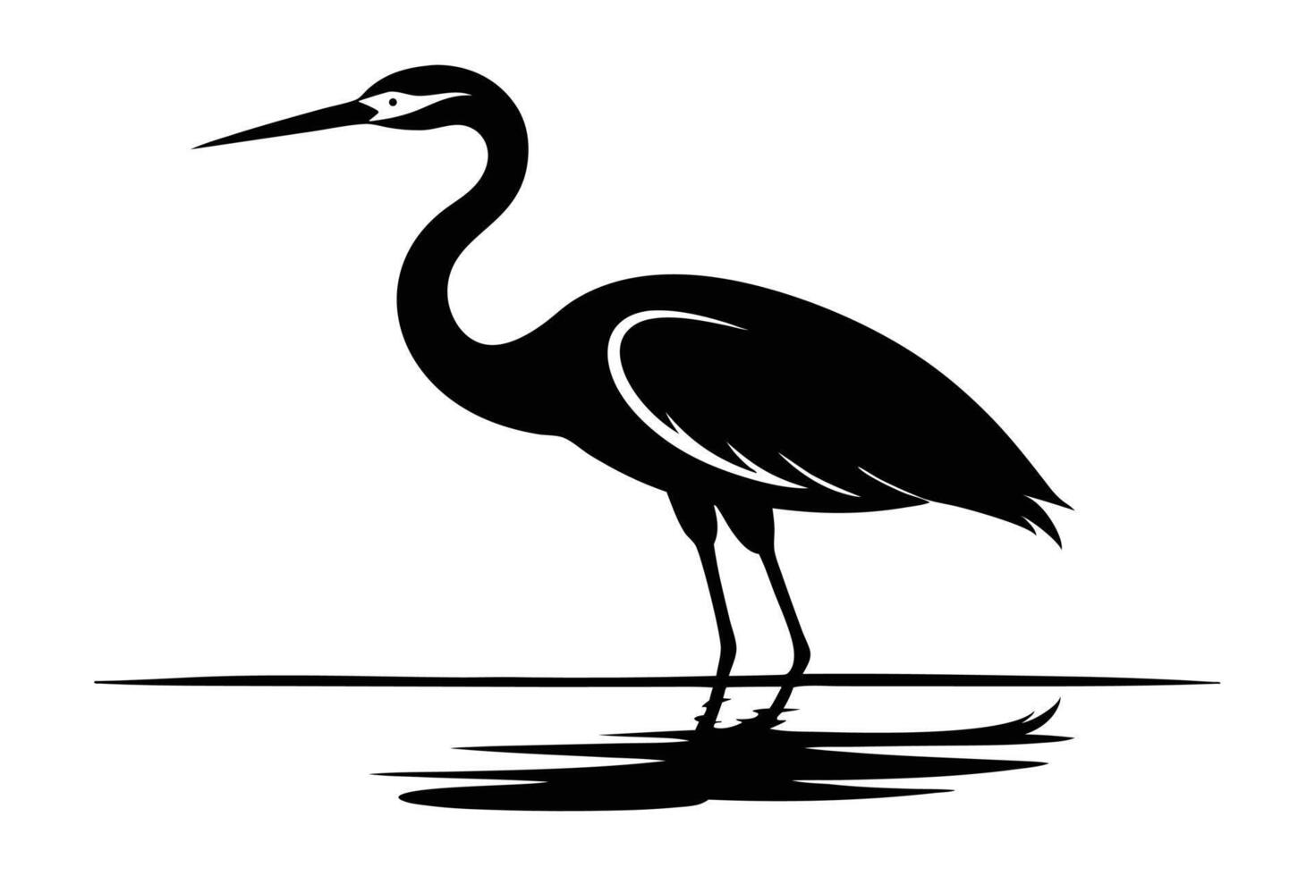Heron bird in a water silhouette illustration vector