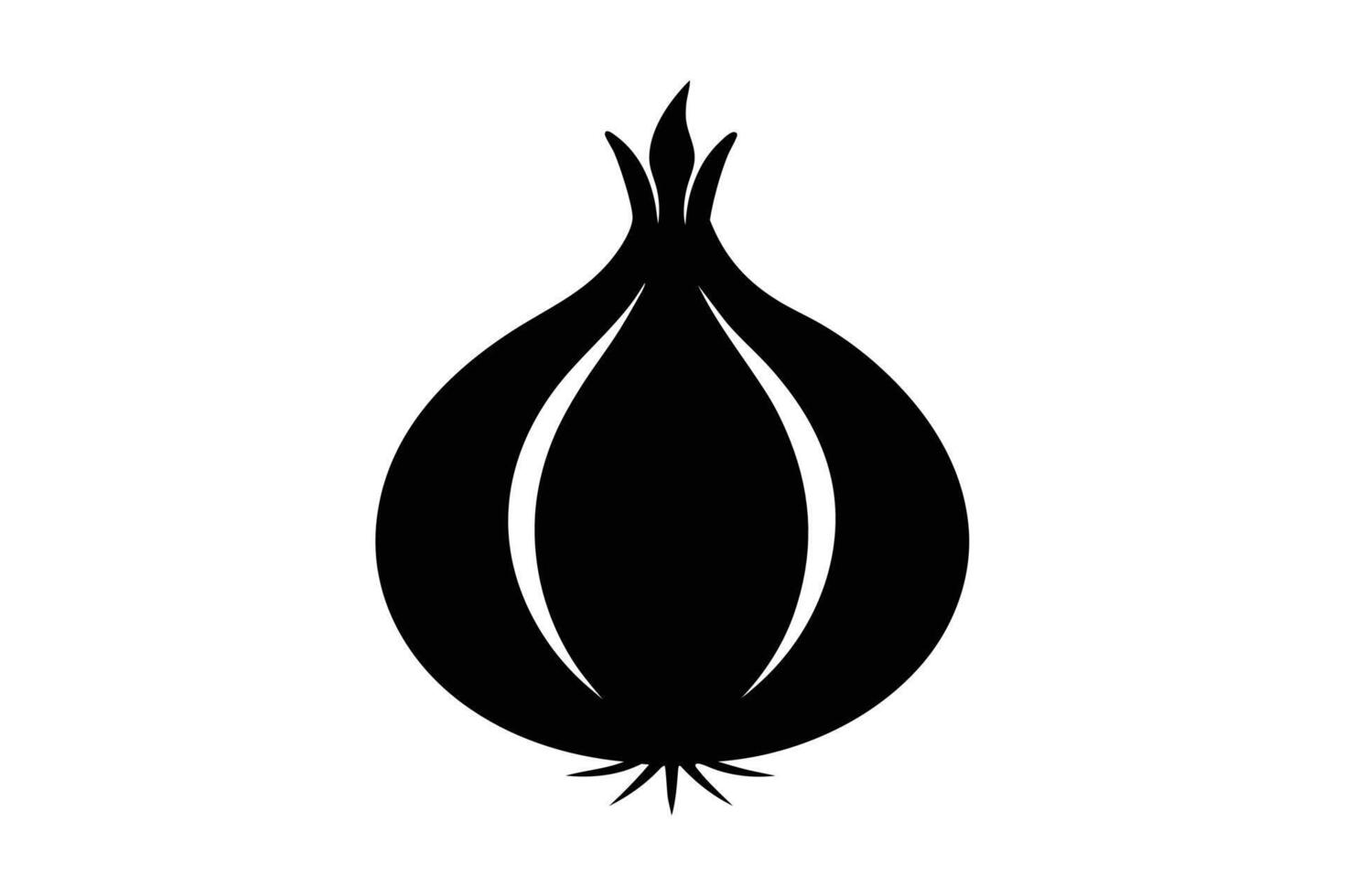 black and white logo of a onion silhouette illustration vector