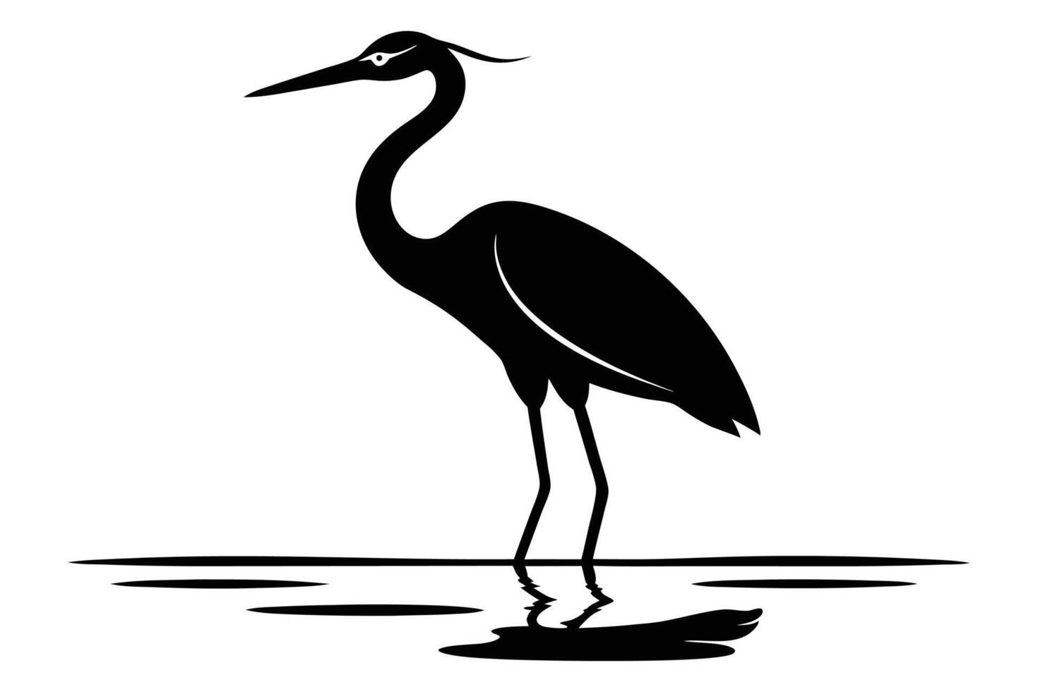 Heron bird in a water silhouette illustration vector
