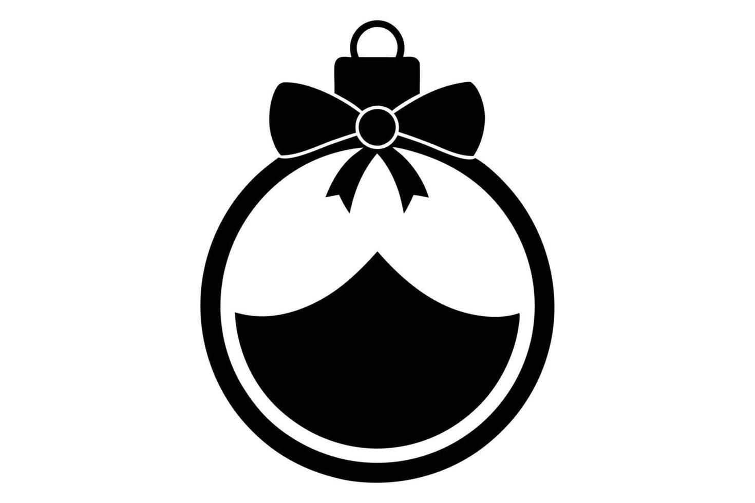 Christmas ornament with bow silhouette illustration on white background vector