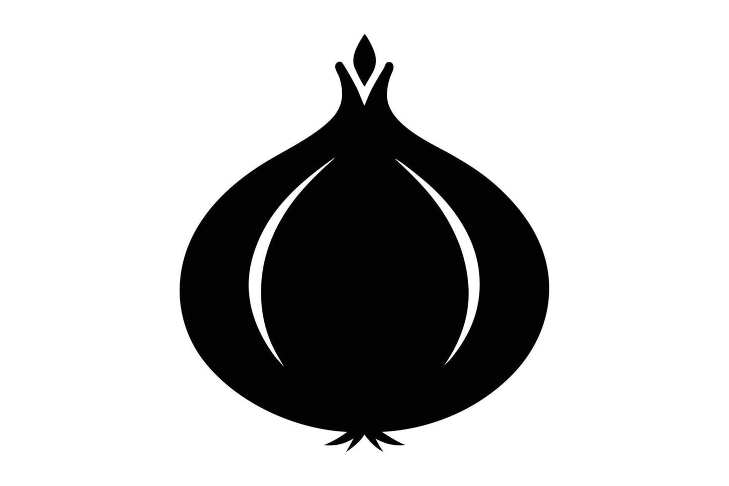 black and white logo of a onion silhouette illustration vector