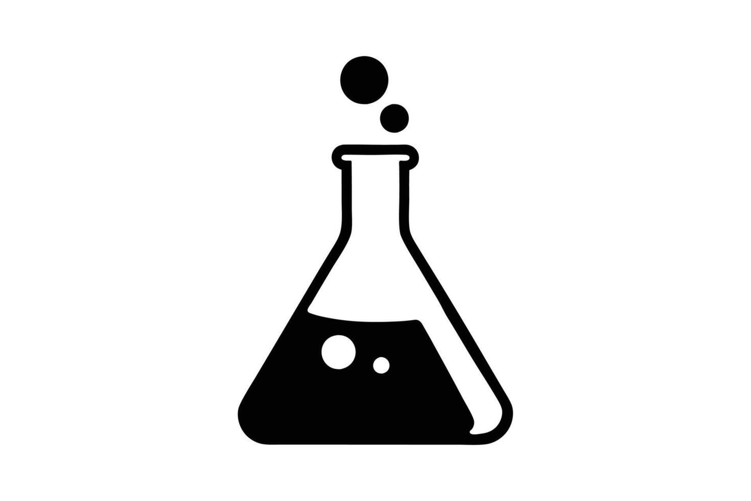 Erlenmeyer flask with bubble silhouette illustration vector