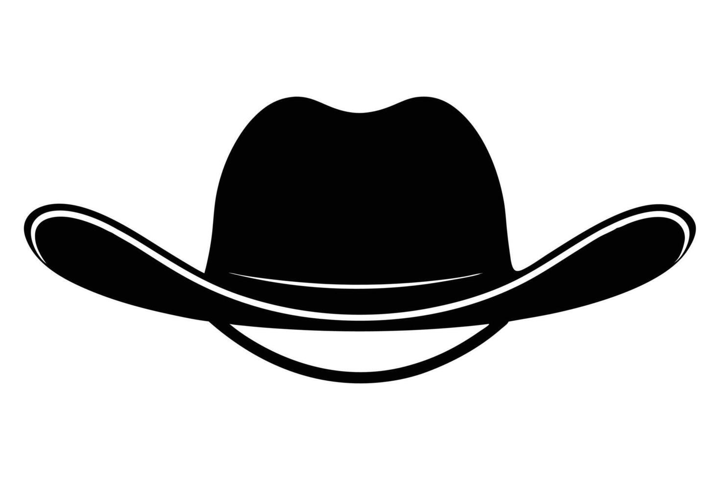 black cowboy hat silhouette with white background vector