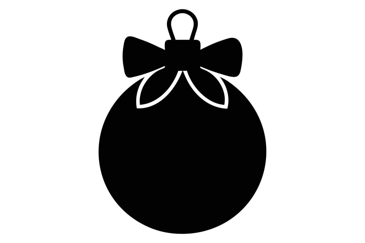 Christmas ornament with bow silhouette illustration on white background vector